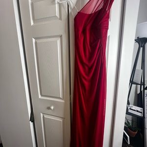 One shoulder, pleated dress